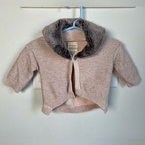 First Impressions Sweater with Faux Fur Collar 0-3 Months Baby
